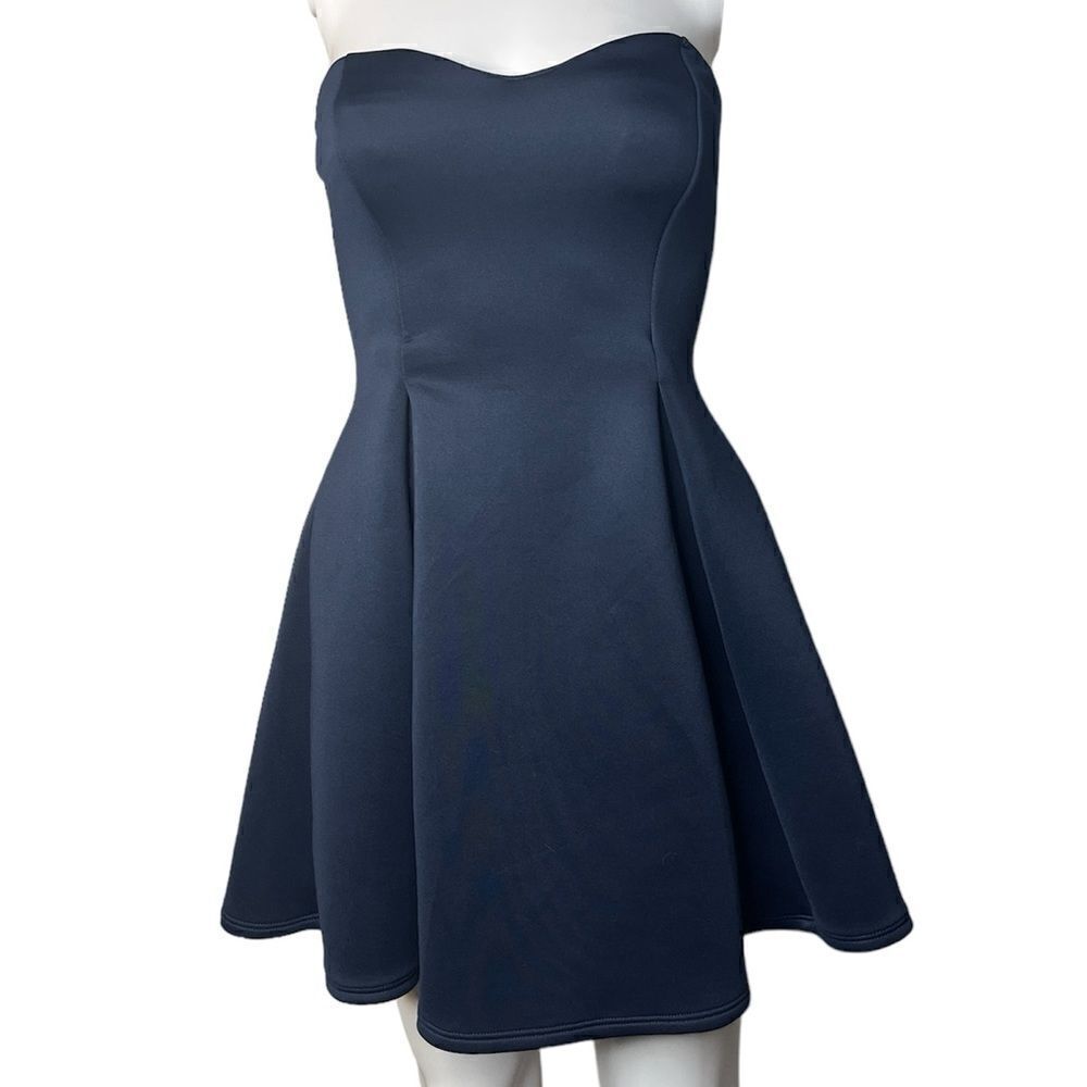 Charlotte Russe Navy Strapless Fit-and-Flare Mini Dress